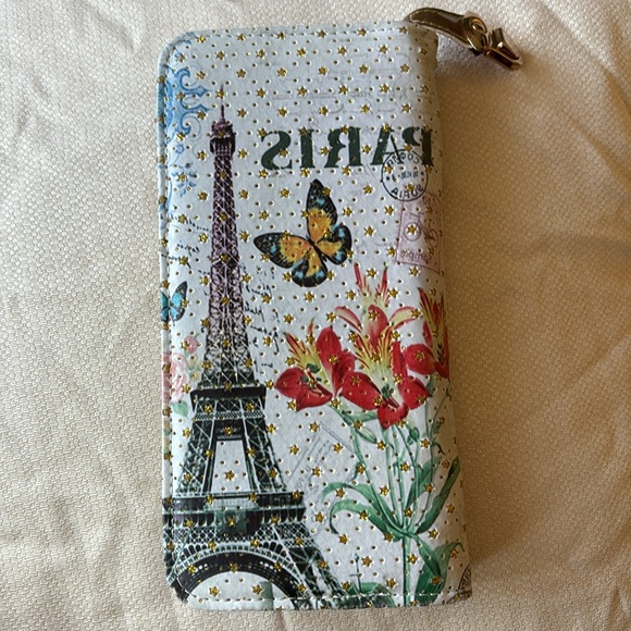 New Paris theme floral vintage shimmer fabulous rare wallet for women - Picture 6 of 10